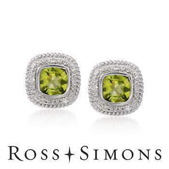 3.05 ct. t.w. Peridot Earrings With Diamonds in Sterling Silver