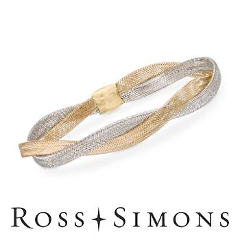 Italian 14kt Gold Mesh Bangle Bracelet