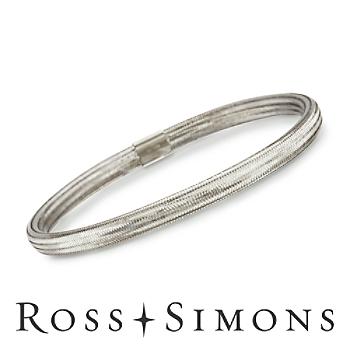 Italian Flex Bangle Bracelet With 14kt White Gold. 8