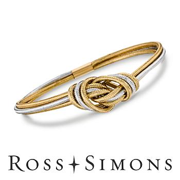 Italian Flex Two-Tone Multi-Strand Love Knot Bracelet With 14kt Gold