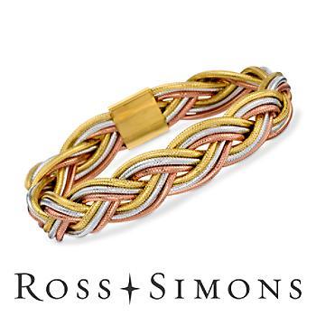 Italian Flex Tri-Color Braided Bangle Bracelet