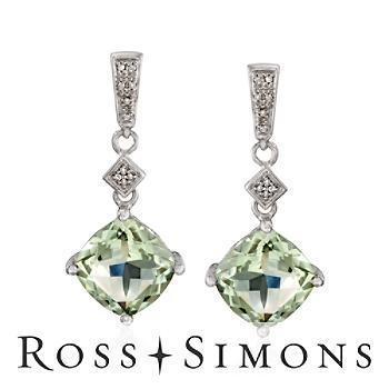 12.60 ct. t.w. Green Amethyst Dangle Earrings with Diamonds in Sterling Silver"