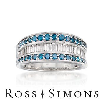 1.50 ct. t.w. Blue and White Diamond Ring In 14kt White Gold