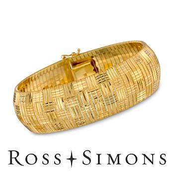 Italian 18kt Gold Over Silver Diamond-Cut Basketweave Bangle Bracelet