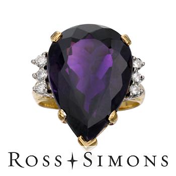 C. 1985 Vintage 13.50ct Amethyst, .25ct t.w. Diamond Ring. Size 5 vintage amethyst rings
