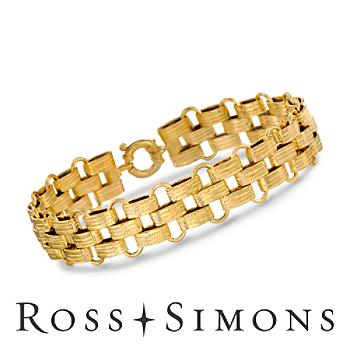 Italian 14kt Yellow Gold Checkerboard Link Bracelet. 8.5