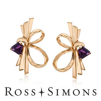 C. 1970 Vintage 4.50ct t.w. Amethyst Earrings In 14kt Yellow Gold Vintage Amethyst Earrings
