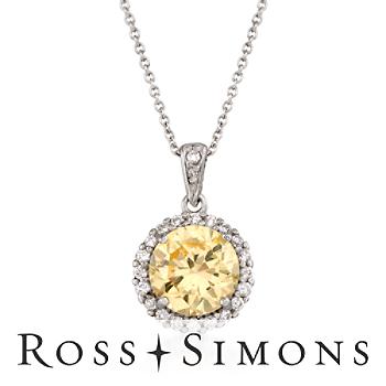 4.45ct t.w. Canary, White CZ Drop Necklace In Silver. 16