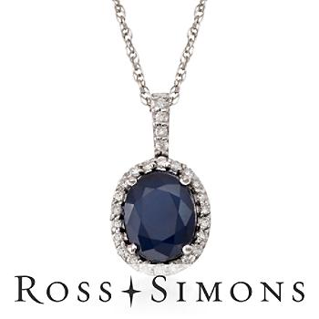 2.50ct Sapphire, .20ct t.w. Diamond Necklace In 14kt White Gold
