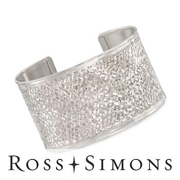 Italian Sterling Silver Diamond-Cut Cuff. 7
