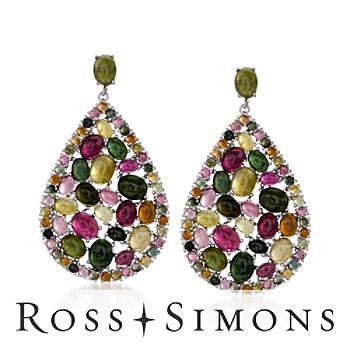 47.00 ct. t.w. Multicolored Tourmaline Earrings In Sterling Silver
