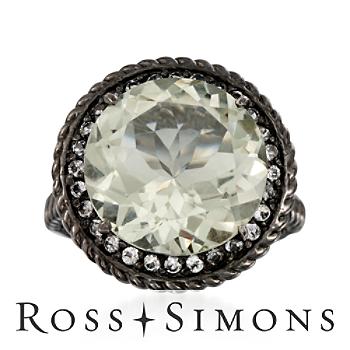 7.65ct Green Amethyst, .75ct t.w. Topaz Ring In Silver. Size 6 ross simons amethyst rings