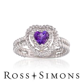 C. 2000 Vintage .35ct Amethyst Ring, Diamond Accents In Gold. Size 7 vintage amethyst rings