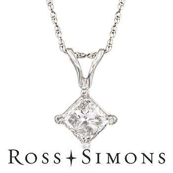 .75 Carat Diamond Solitaire Necklace In 14kt White Gold. 18" diamond solitaire necklace