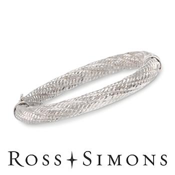 Italian Sterling Silver Diamond-Cut Bangle Bracelet