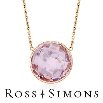 14.00 Carat Amethyst Pendant Necklace In 14kt Yellow Gold