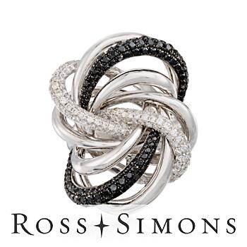 2.65ct t.w. Black, White Diamond Love Knot Ring In 18kt Yellow Gold