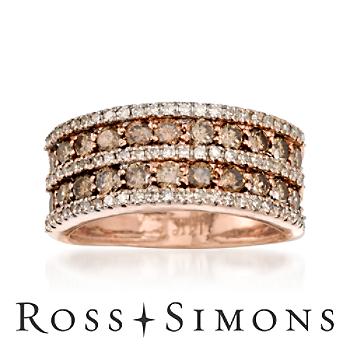 1.50 ct. t.w. Brown and White Diamond Ring In 14kt Rose Gold. Size 5"
