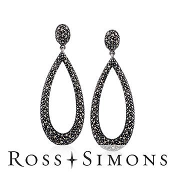 Marcasite Open Teardrop Earrings in Sterling Silver "