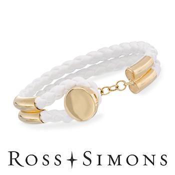 Braided Leather Bracelet In Vermeil