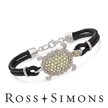 1.35ct t.w. Peridot, .10ct t.w. Diamond Turtle Bracelet In Silver