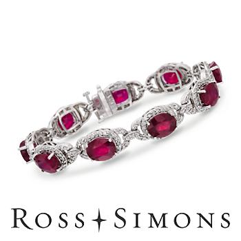 36.00ct t.w. Oval Ruby, 3.05ct t.w. Diamond Bracelet In Gold