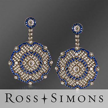 Kwiat 5.65ct t.w. Sapphire, 3.84ct t.w. Diamond Drop Vintage Earrings