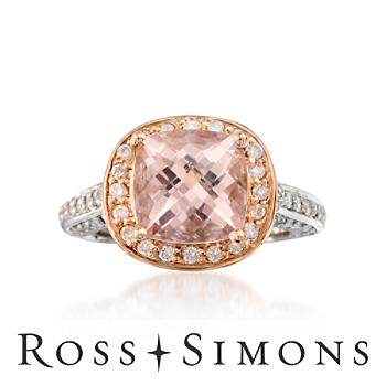 3.35ct Morganite, 1.00ct t.w. Diamond Ring In 14kt Two-Tone Gold