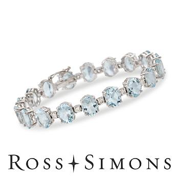 27.00ct t.w. Aquamarine, 1.40ct t.w. Diamond Line Bracelet. 7.5
