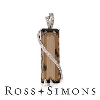 20.25 Carat Smoky Quartz Pendant with .15 ct. t.w. Diamonds in Sterling Silver"