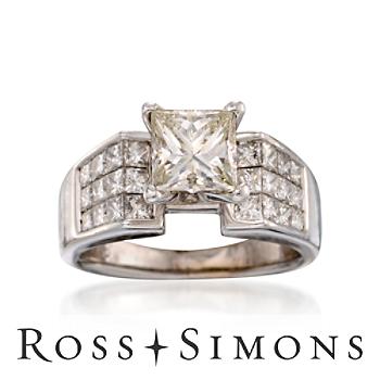 C. 1990 Vintage 2.62ct t.w. Princess-Cut Diamond Engagement Ring. Size 5.5