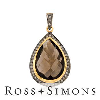 15.00 Carat Smoky Quartz and .75 ct. t.w. Diamond Pendant in Two-Tone"