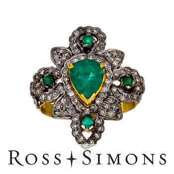 1.00ct t.w. Emerald, .45ct t.w. Natural Diamond Ring In Two-Tone