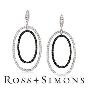 4.29ct t.w. Black, White Diamond Drop Earrings. Clip/Post Earrings black and white diamond earrings