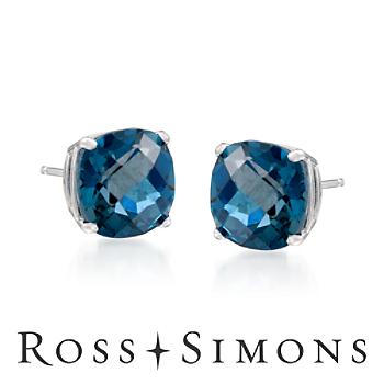 6.00 ct. t.w. London Blue Topaz Stud Earrings In 14kt White Gold