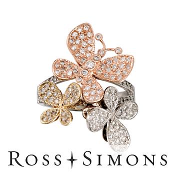 1.10 ct. t.w. Diamond Tri-Colored Butterfly Ring