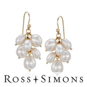 8-10mm Pearl Cluster Earrings In 14kt Yellow Gold