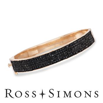 3.50 ct. t.w. Black Pave CZ Bangle Bracelet In 14kt Over Sterling