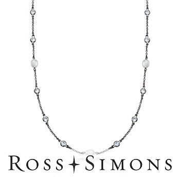 5.00 ct. t.w. CZ and Pearl Long Station Necklace In Sterling Silver
