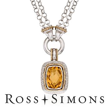 5.20 Carat Citrine Two-Tone Necklace With Diamonds. 18