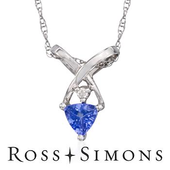 .25ct Tanzanite Pendant Necklace, Diamond In 14kt White Gold. 16