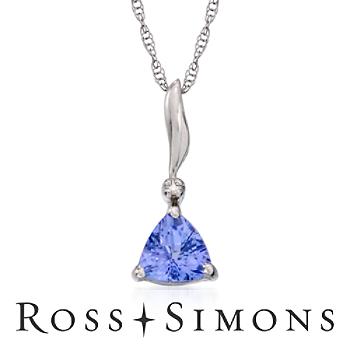 .25ct Tanzanite Pendant Necklace, Diamond In 14kt White Gold. 16" december birthstone necklaces