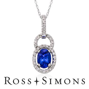 .80ct Tanzanite, .20ct t.w. Diamond Pendant Necklace In Gold. 16" tanzanite necklace