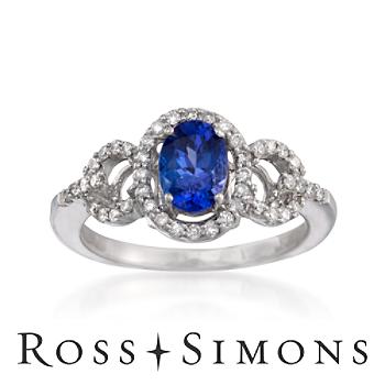 .80 Carat Tanzanite and .25 ct. t.w. Diamond Ring In 14kt White Gold tanzanite rings white gold