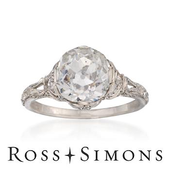 C. 1910 Vintage 2.68ct t.w. Certified Diamond Engagement Ring. Size 6.25 Vintage Diamond Engagement Rings