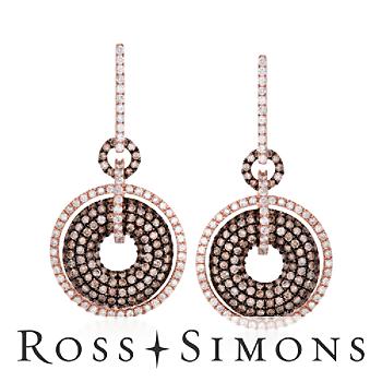 4.15 ct. t.w. Brown and White Diamond Drop Hoop Earrings In 14kt Rose Gold"