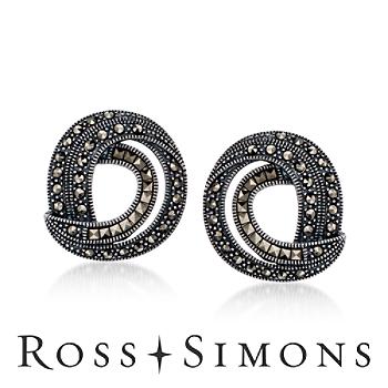 Marcasite Swirl Earrings In Sterling Silver
