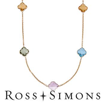 Multi-Gem Necklace In 14kt Yellow Gold. 36"