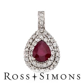 5.50ct Aftrican Ruby, 3.25 ct.t.w. Diamond Pendant In 14kt White Gold