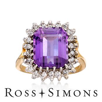 C. 1980 Vintage 7.00ct Amethyst, .50ct t.w. Diamond Ring Size 7.5 vintage amethyst rings